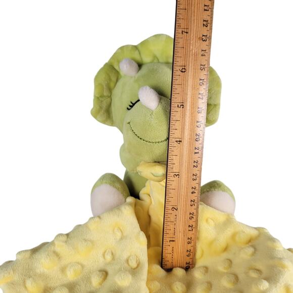 Triceratops Plush Dinosaur Baby Lovey Blanket Green Yellow 8"x8" Walgreens - Picture 2 of 16